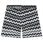Boys Black & White Zigzag Logo Swim Shorts, 1, hi-res