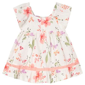 Younger Girls Ivory Floral Dress