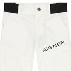 Younger Boys White Logo Shorts, 1, hi-res