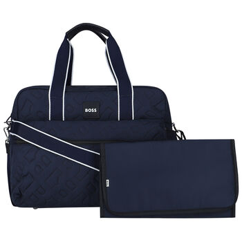 Navy Blue Logo Quilted Changing Bag