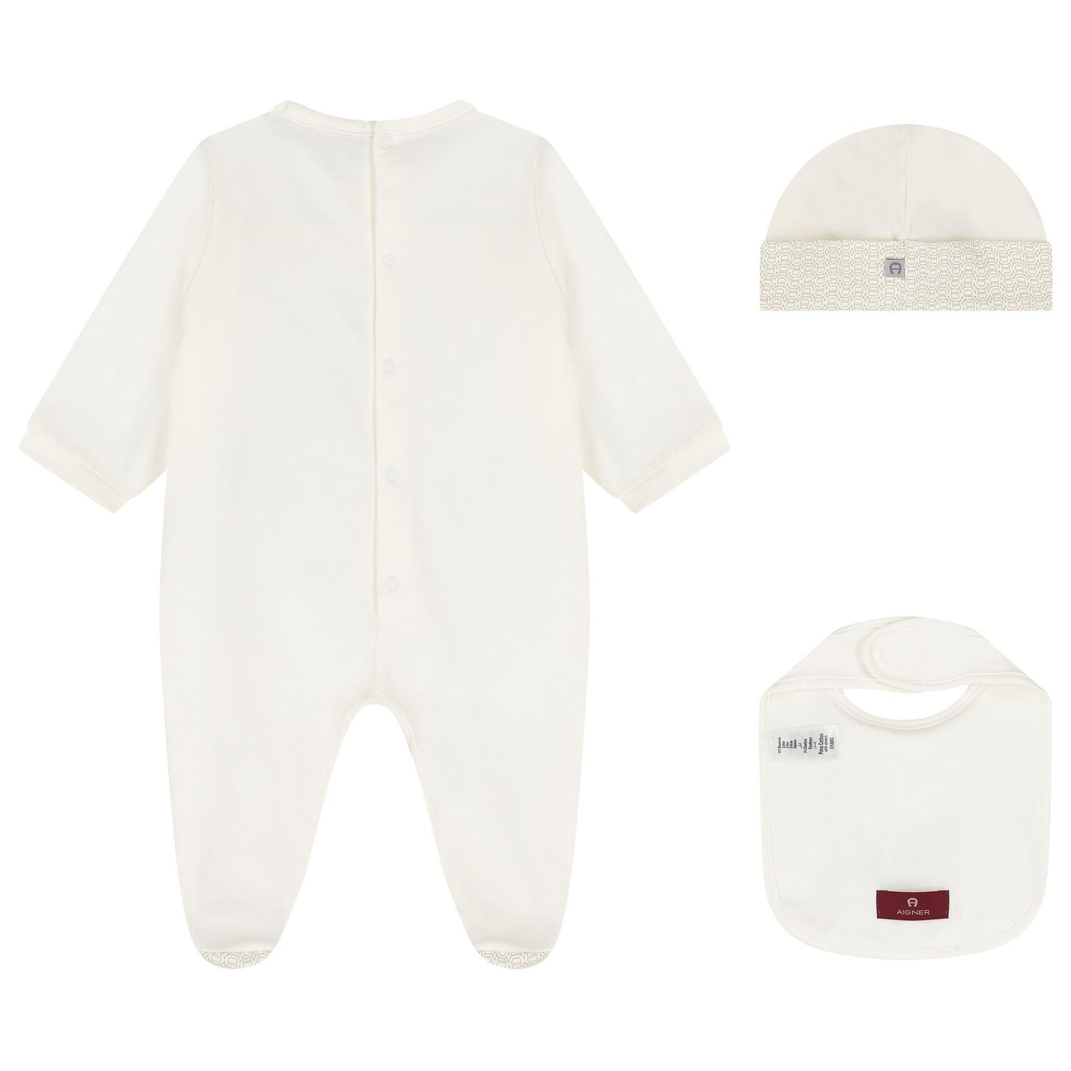Ivory & Gold Logo Babygrow Gift Set , 1, hi-res