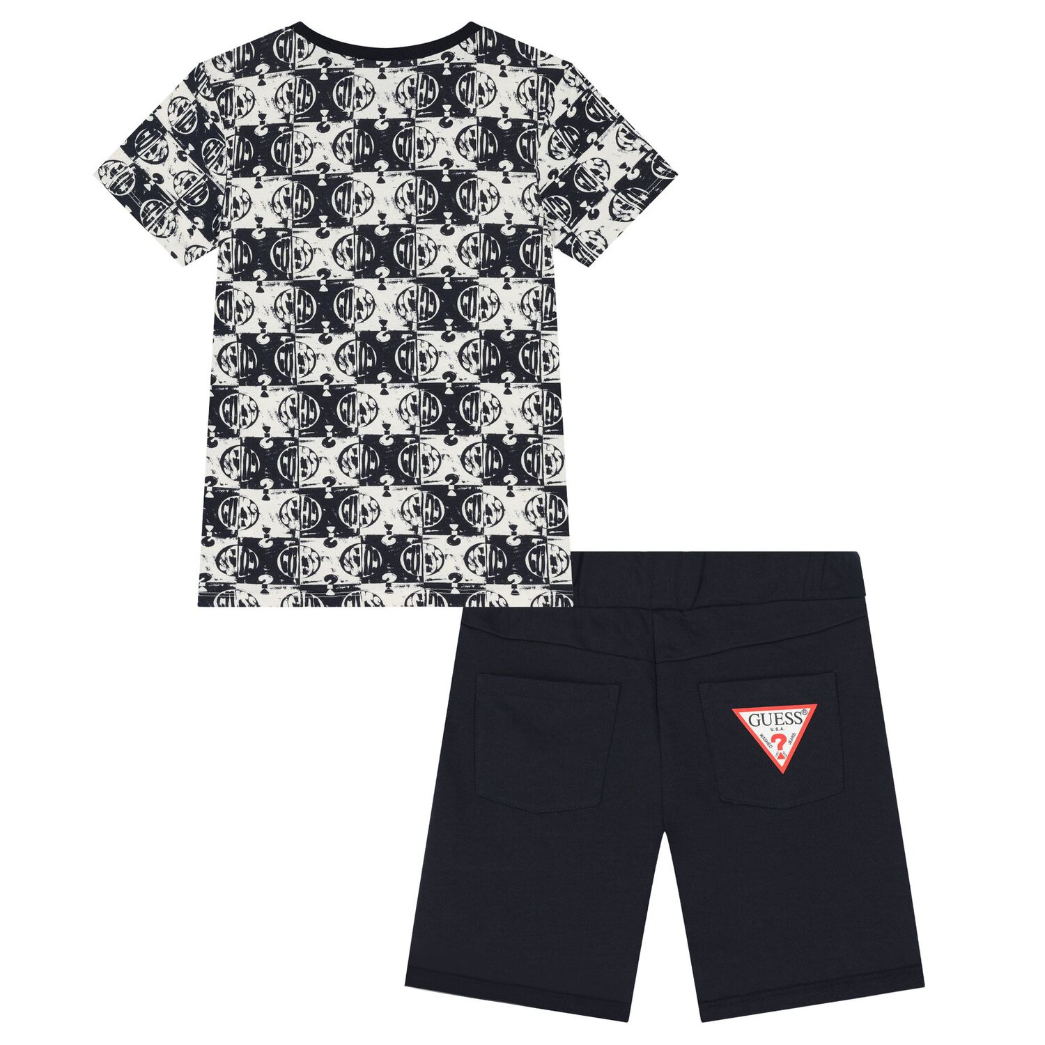 Boys Navy Blue Logo Shorts Set, 2, hi-res