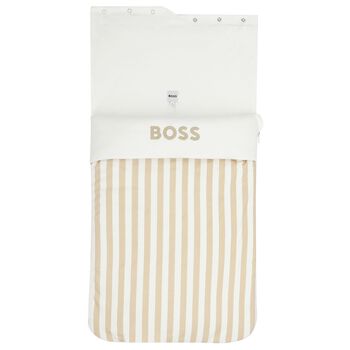 Baby Boys White & Beige Striped Logo Nest