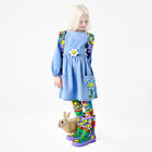 Girls Blue Flower Dress, 1, hi-res
