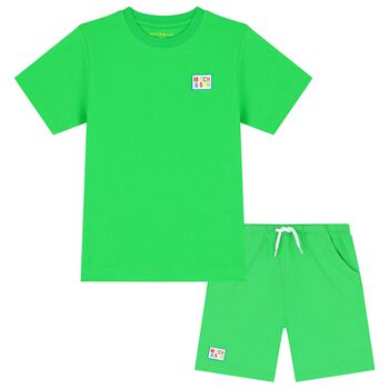 Boys Green Logo Shorts Set