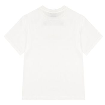 White & Red Majolica Embossed Logo T-Shirt