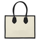 Girls Ivory & Black Logo Tote Bag, 3, hi-res