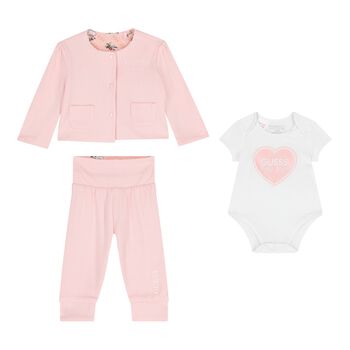Baby Girls Pink Logo Tracksuit ( 3 Piece )