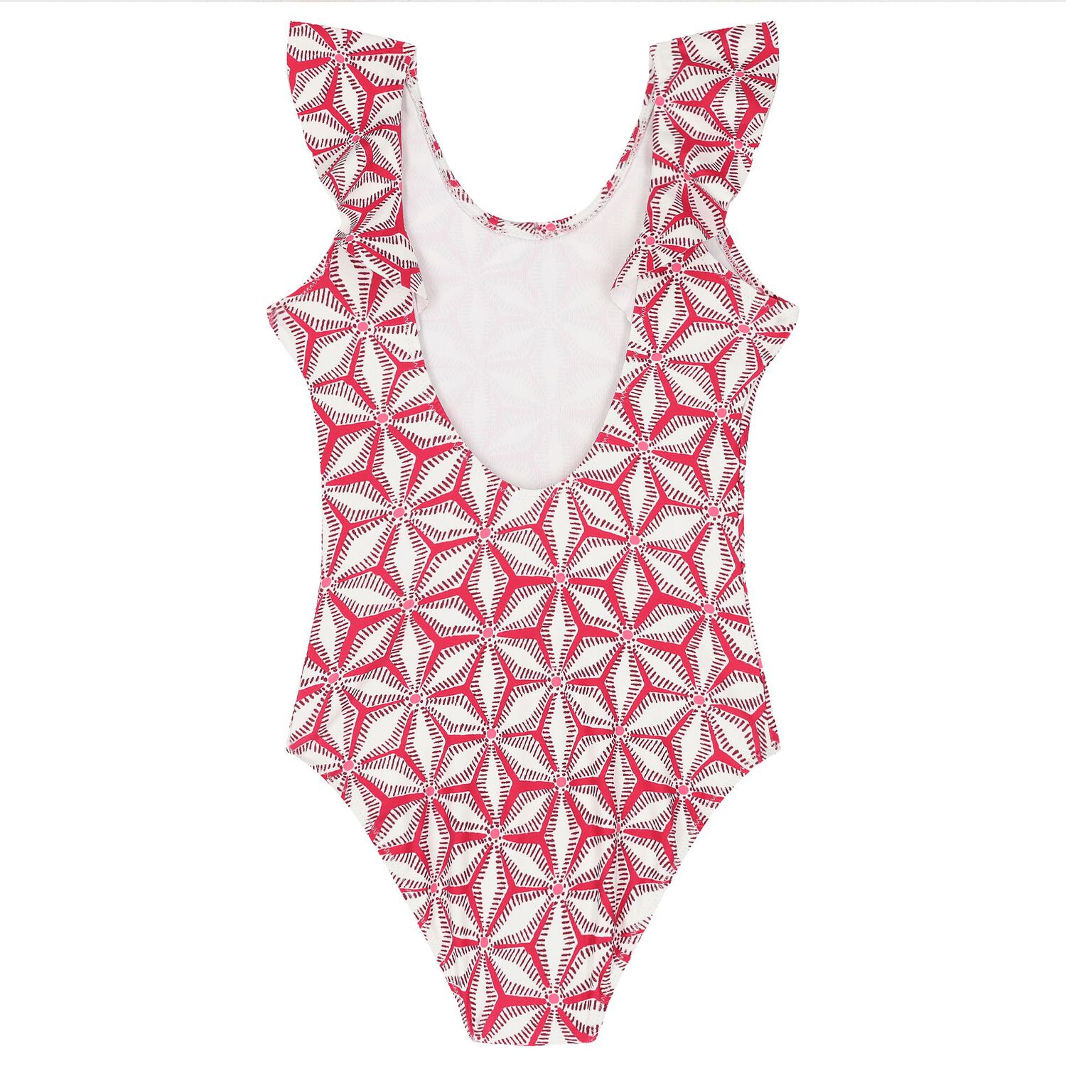 مايوه بنات مكشكش باللون الابيض والوردى, 1, hi-res image number null