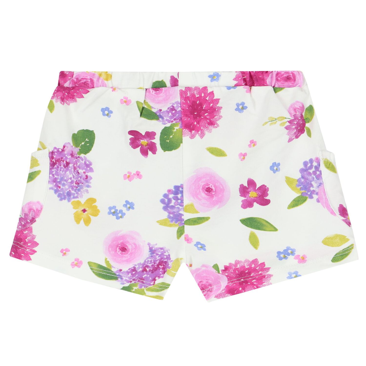 Baby Girls White & Purple Short Set (4 Piece), 2, hi-res