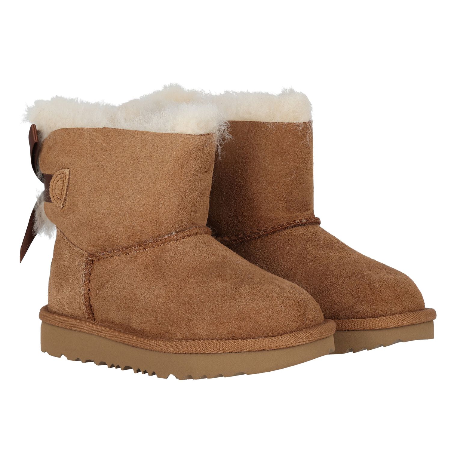 Younger Girls Beige Mini Bailey Bow II Suede Boots, 2, hi-res