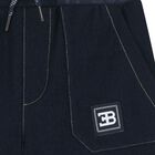 Boys Navy Blue Logo Shorts, 1, hi-res