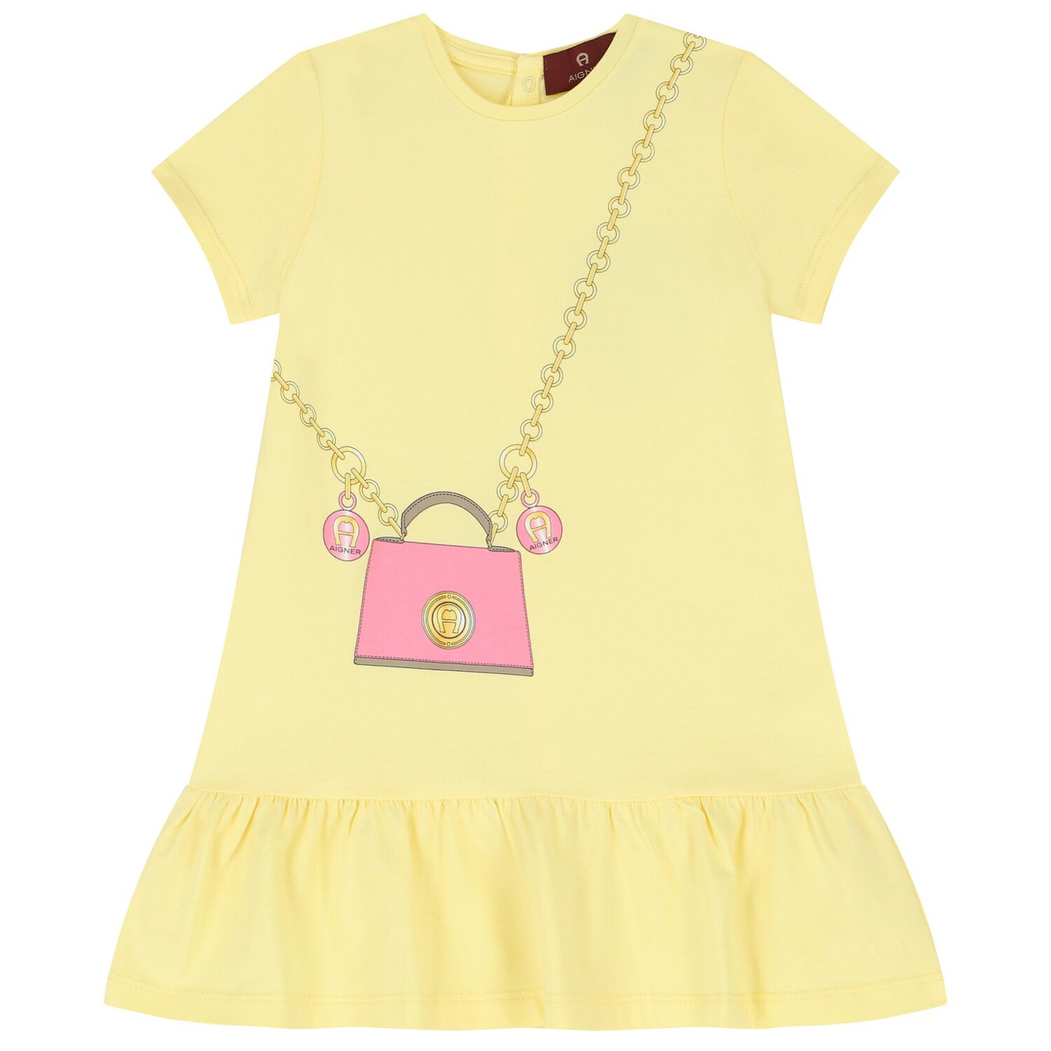 Younger Girls Yellow Logo Bag Dress, 1, hi-res