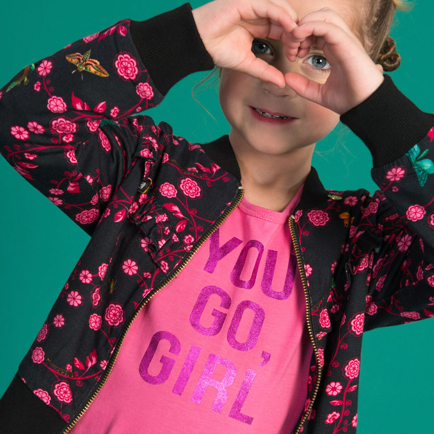 Girls Pink Slogan Top, 1, hi-res image number null