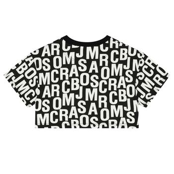 تيشيرت بنات بالشعار باللون الأسود والأبيض