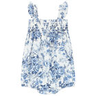 طقم بنات رومبير كتان باللون الأزرق, 1, hi-res