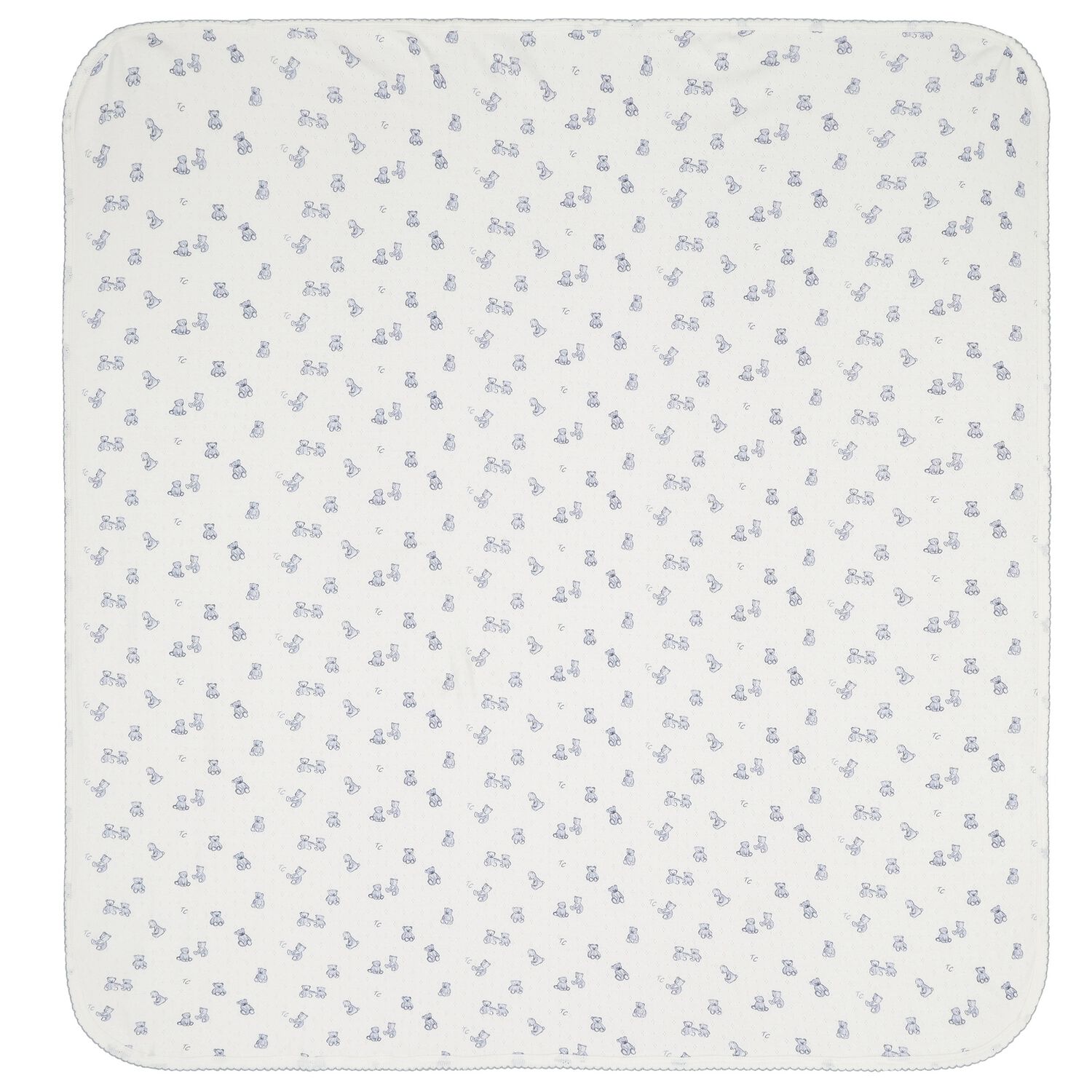 Baby Boys Ivory & Blue Teddy Bear Blanket, 2, hi-res