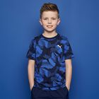 Boys Navy Blue & Blue Logo T-Shirt, 1, hi-res