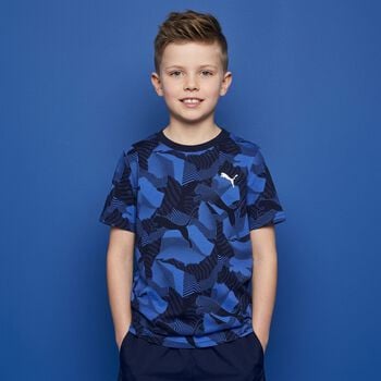 Boys Navy Blue & Blue Logo T-Shirt