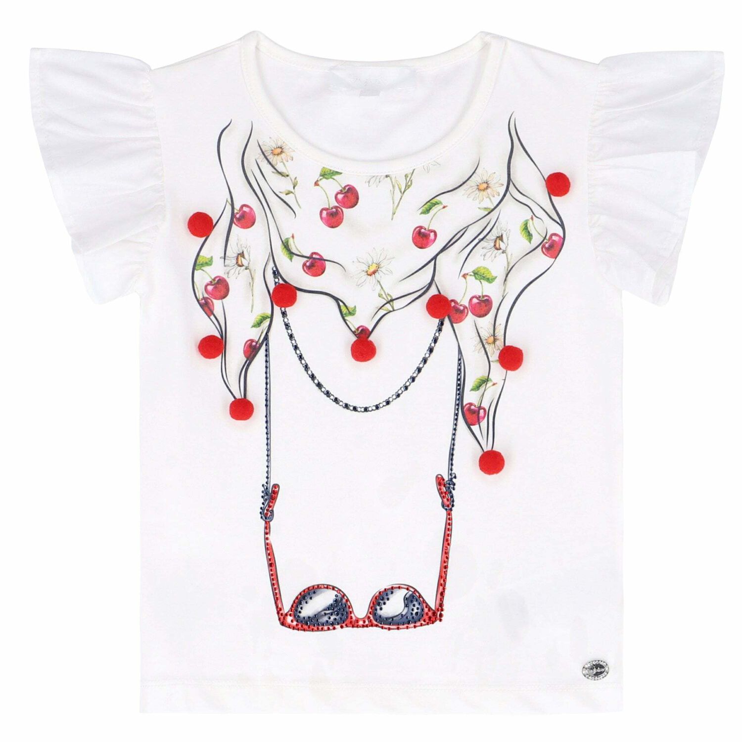 Girls White Printed Tops, 1, hi-res image number null