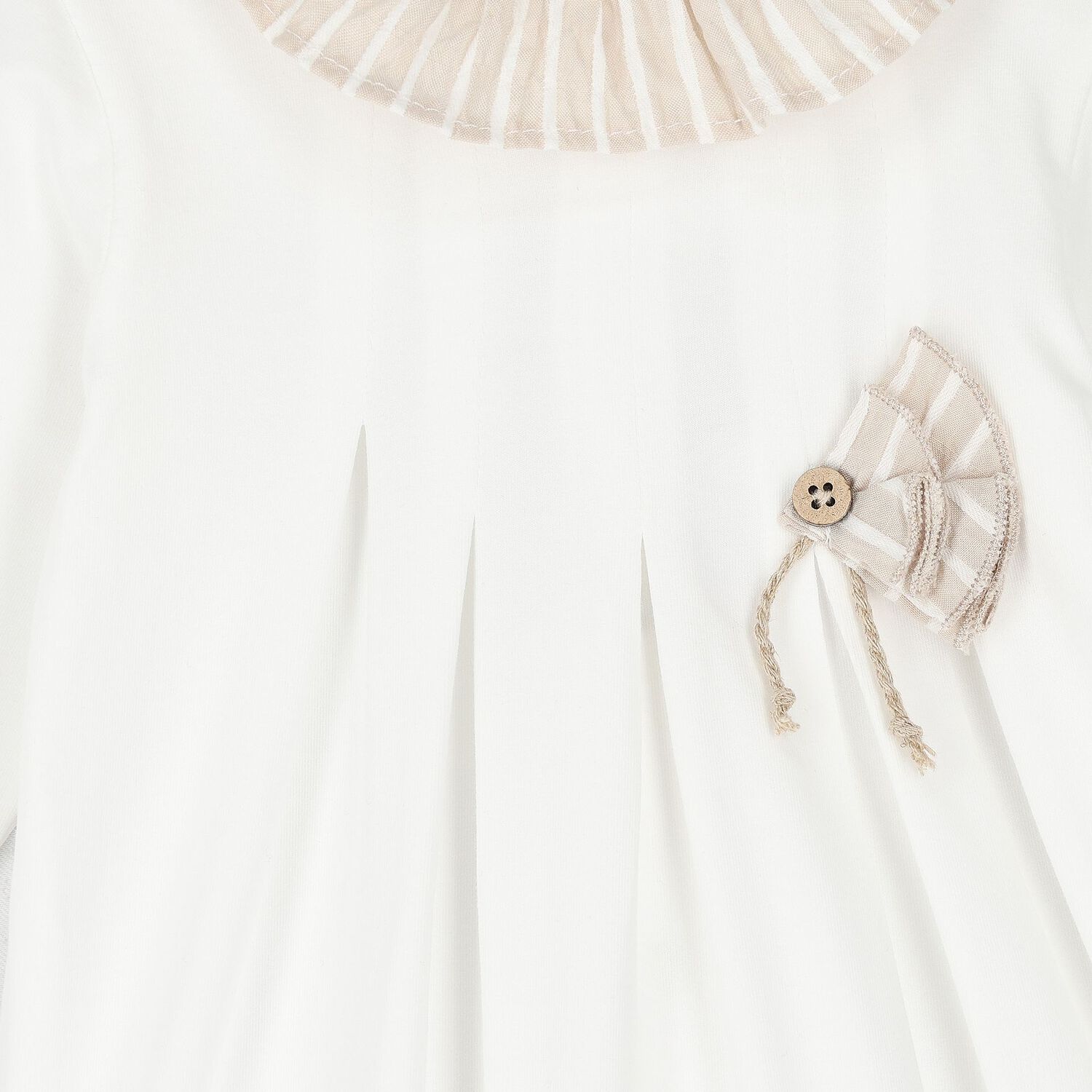 اوفرول بنات مخطط باللونين الابيض و البيج , 2, hi-res