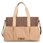 Beige Houndstooth Check Baby Changing Bag ( 41cm ), 1, hi-res