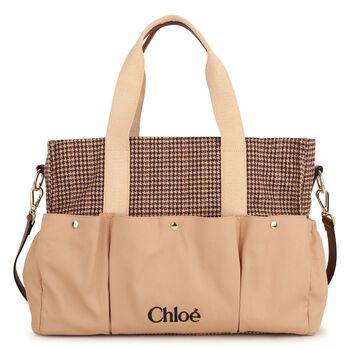 Beige Houndstooth Check Baby Changing Bag ( 41cm )