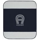 Baby Boys Navy Blue & White Logo Baby Blanket, 3, hi-res