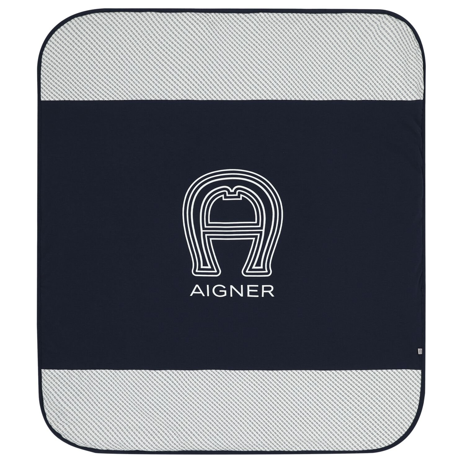 Baby Boys Navy Blue & White Logo Baby Blanket, 3, hi-res