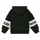 Girls Black Embellished Hooded Top, 1, hi-res