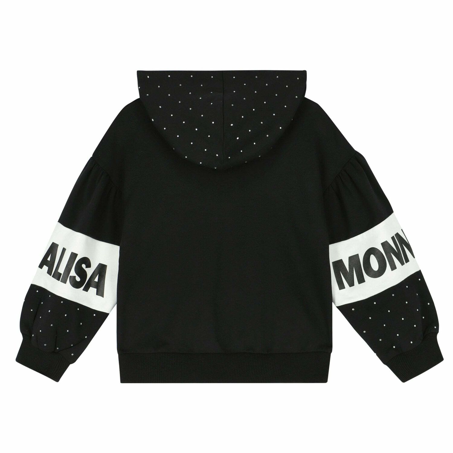 Girls Black Embellished Hooded Top, 1, hi-res image number null