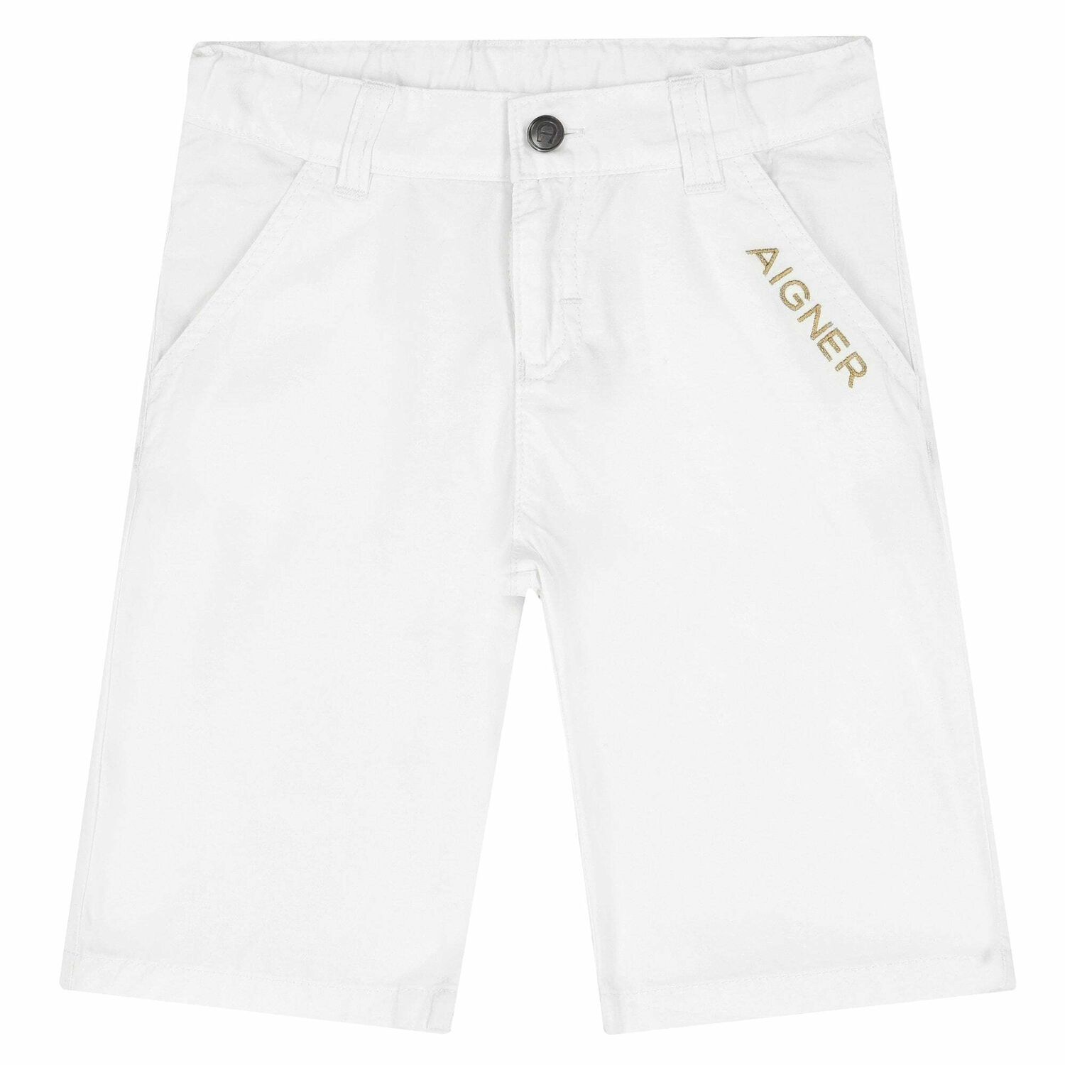 Boys White Logo Shorts, 1, hi-res