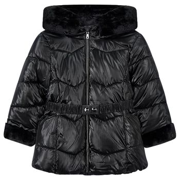 Girls Black Hooded Puffer Coat