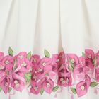 فستان اللون الأبيض مزين بالزهور للبنات, 1, hi-res