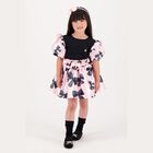 Girls Pink & Black Bow Print Skirt, 1, hi-res