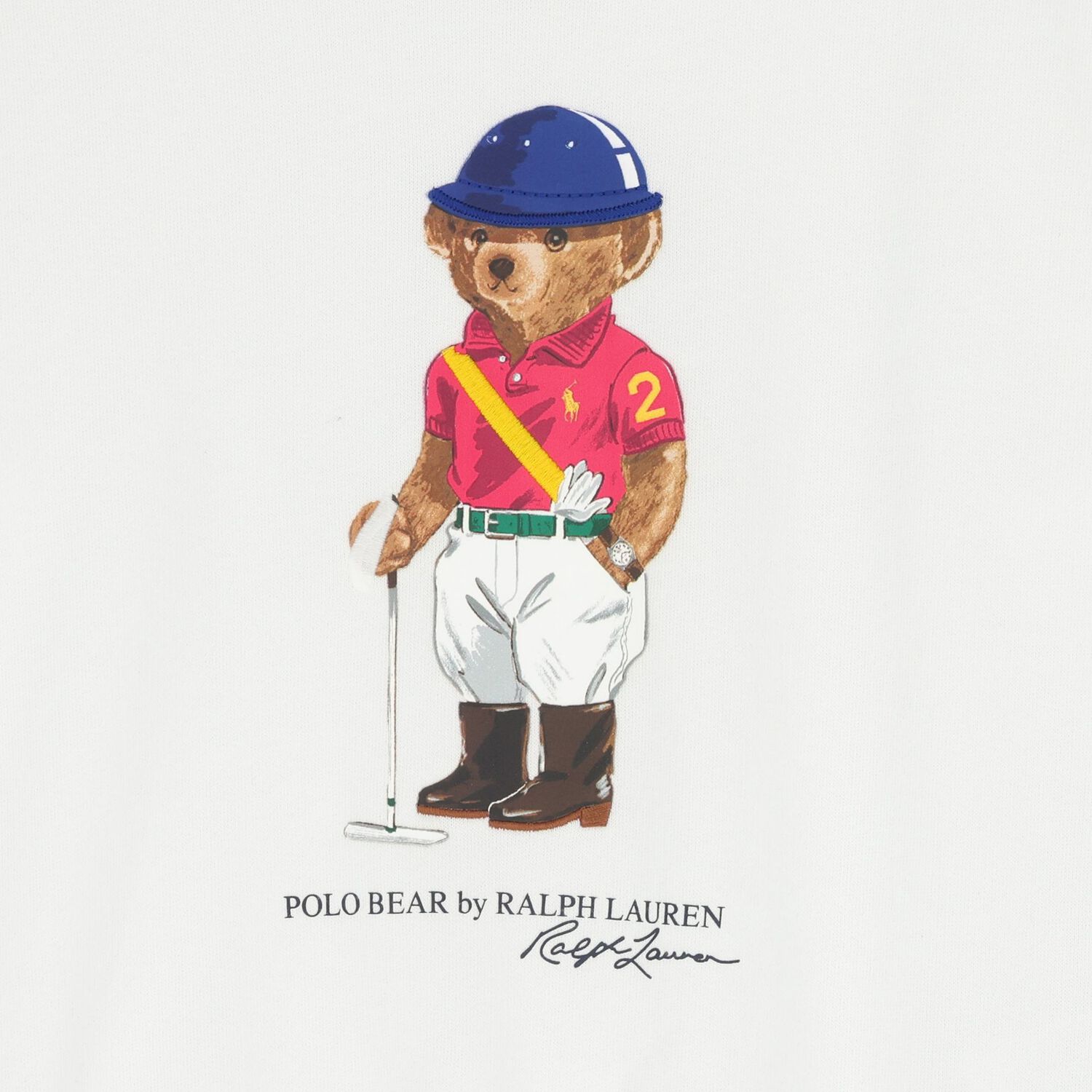 سويت شيرت بولو أبيض بطبعة دب للأولاد, 1, hi-res