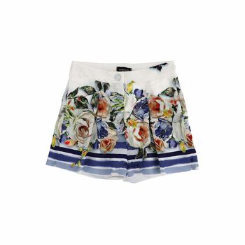 Girls White Floral Shorts