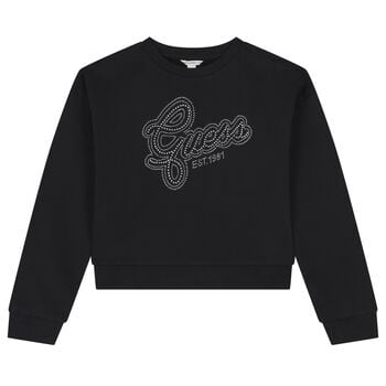 Girls Black Embellished Logo Sweatshirt