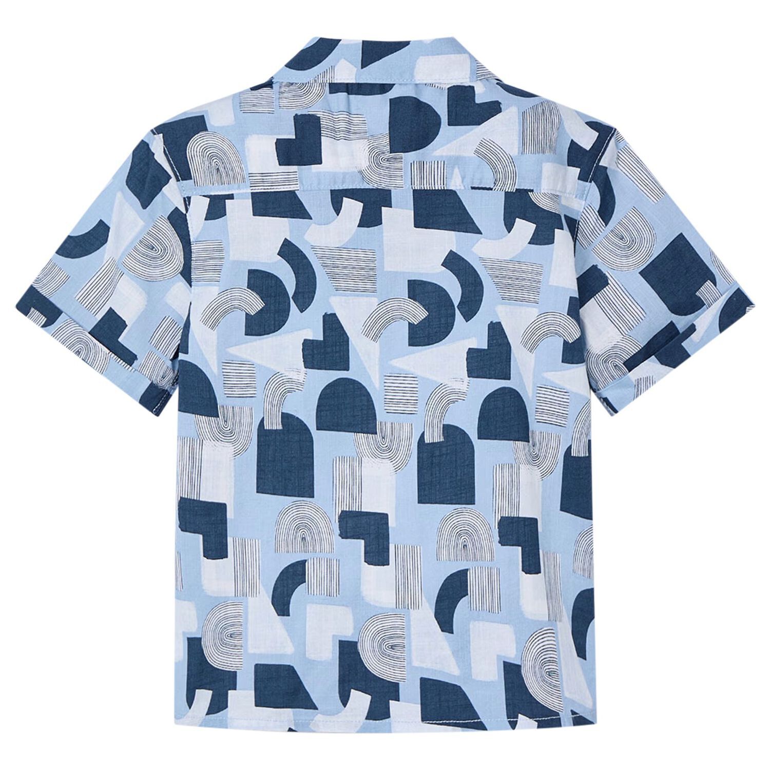Boys Blue Cotton Printed Shirt, 2, hi-res