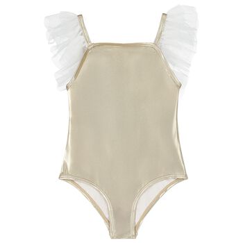 Girls Gold Tulle Swimsuit