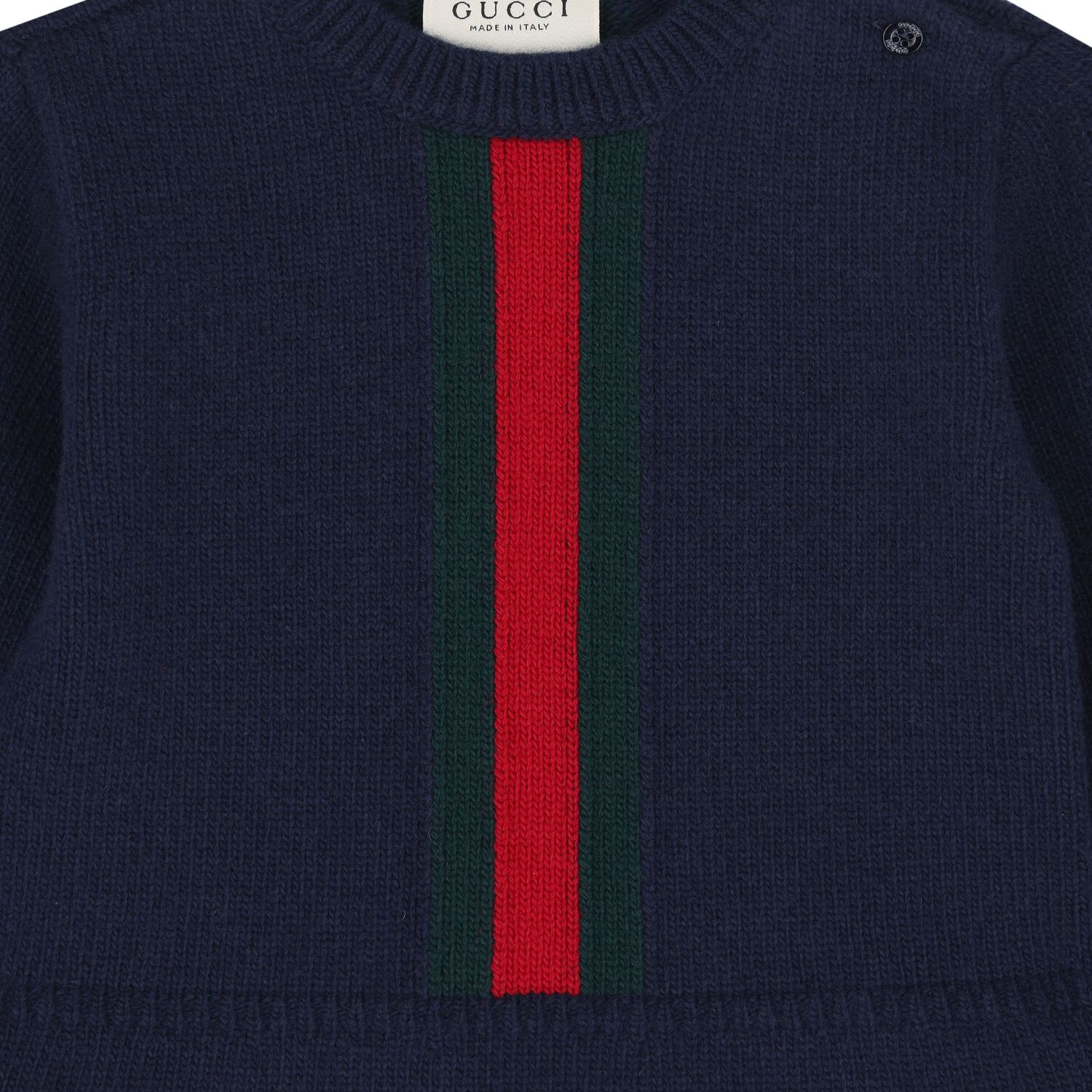 Baby Girls Navy Blue Web Striped Knit Dress, 1, hi-res