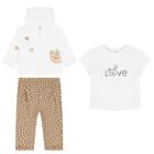Baby Girls White & Beige Tracksuit Set, 1, hi-res