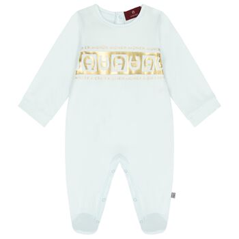 Baby Boys Blue Logo Babygrow