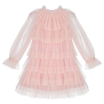 Girls Pink Layered Tulle Dress