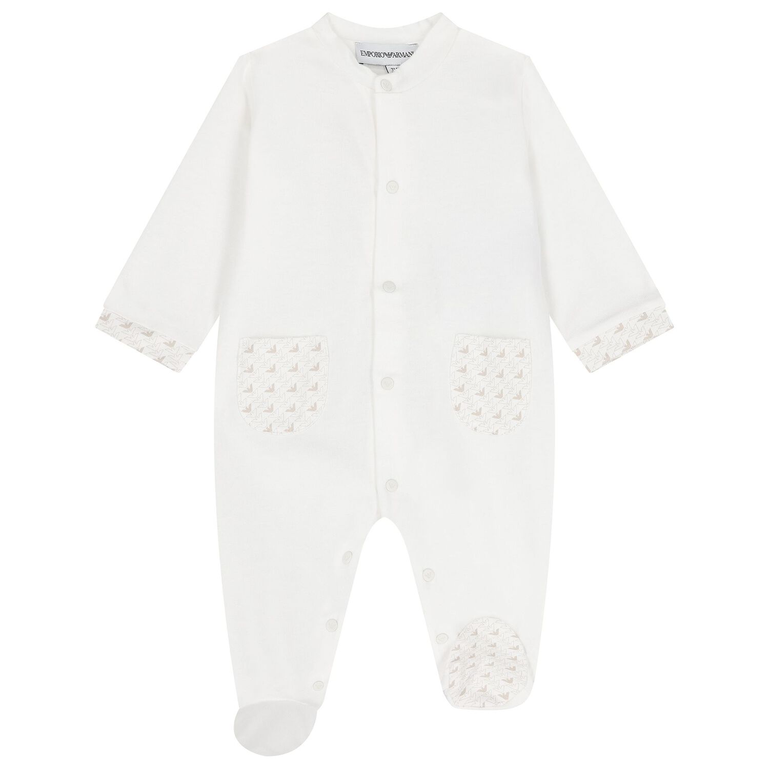 طقم ملابس أطفال بشعار باللونين الأبيض والبيج, 1, hi-res