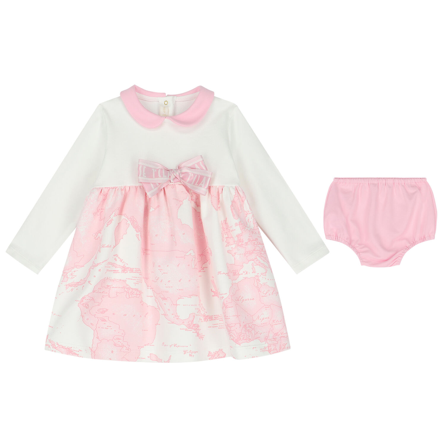 Baby Girls Ivory & Pink Geo Map Dress Set, 1, hi-res