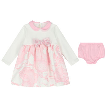 Baby Girls Ivory & Pink Geo Map Dress Set