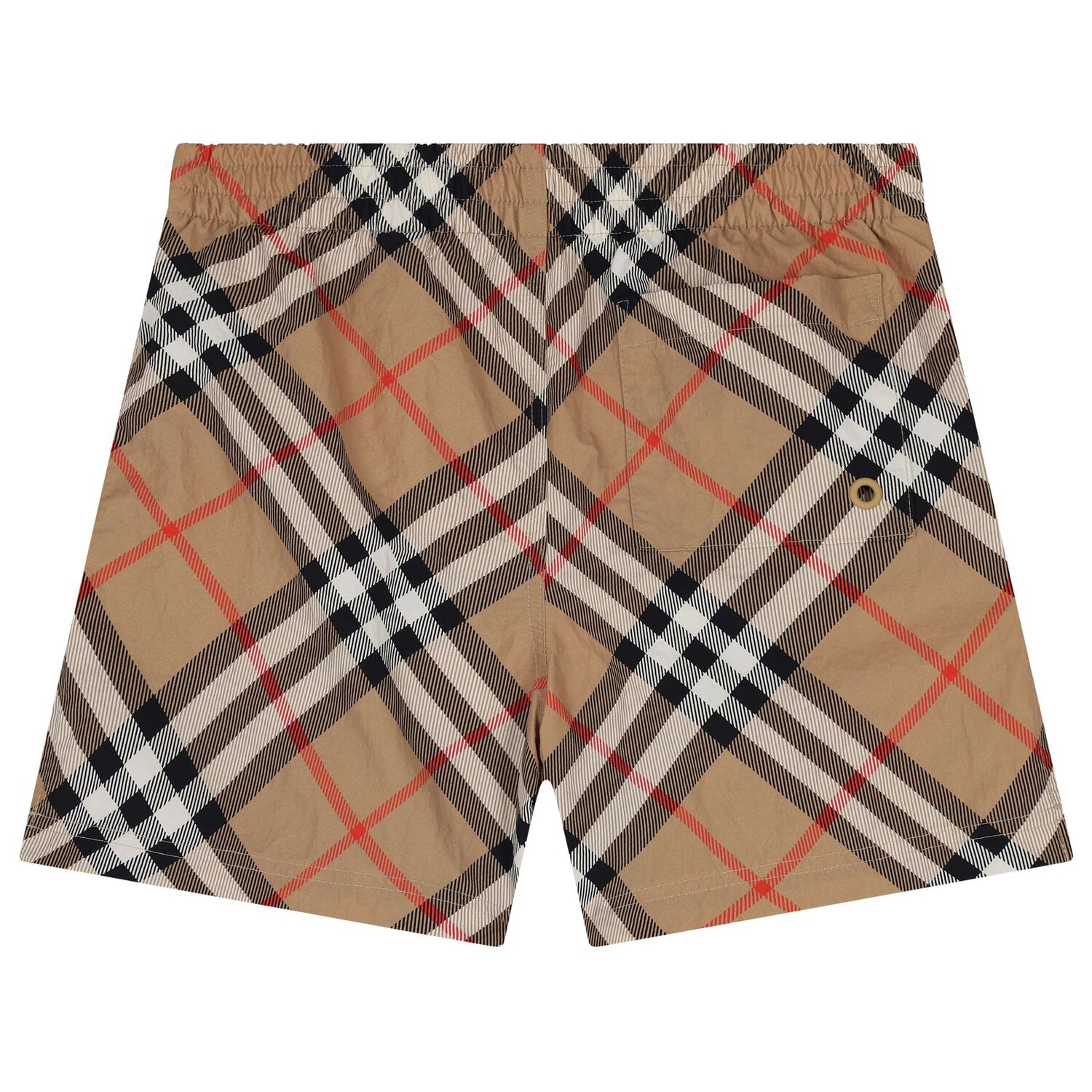 Boys Beige Check Swim Shorts, 1, hi-res image number null