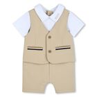 Baby Boys White & Beige Suit Gift Set, 1, hi-res