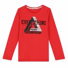 Boys Red Logo Long Sleeve Top, 1, hi-res